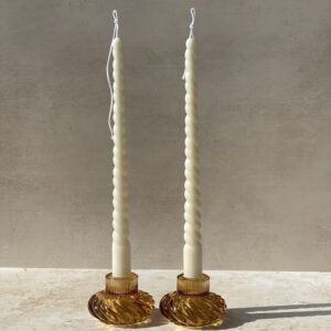 Twisty candle sticks in glass holders