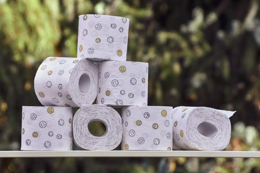 tree free toilet paper stacked rolls