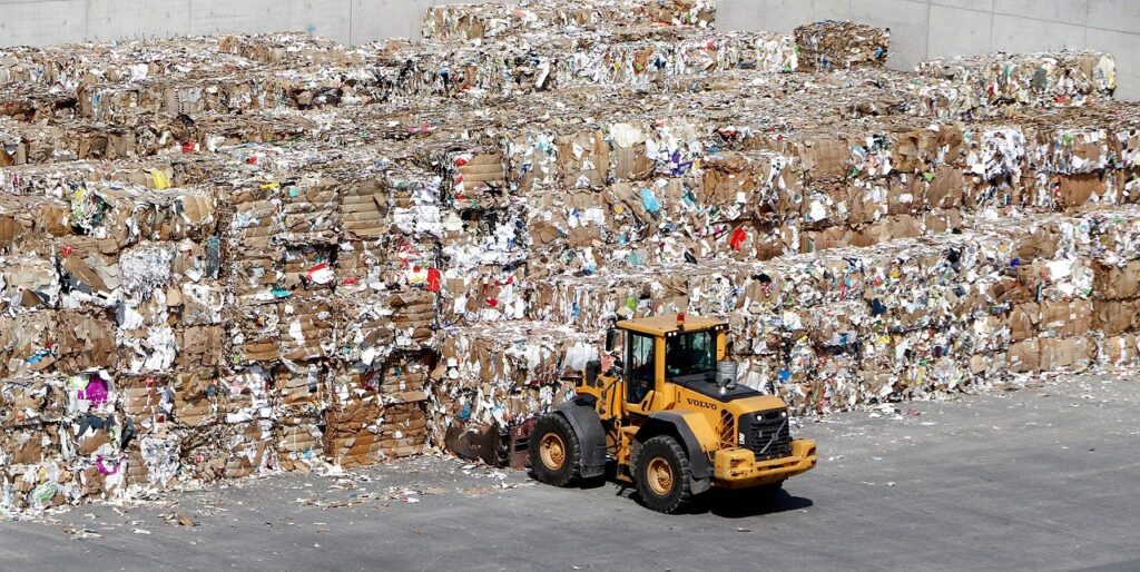 waste paper being recycled