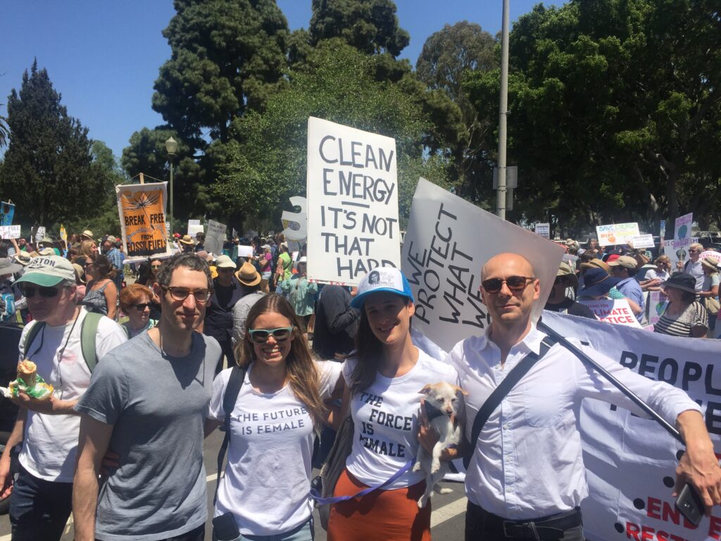 group of friends at climate rally