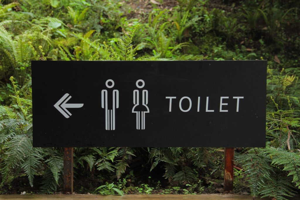 sign for bathrooms